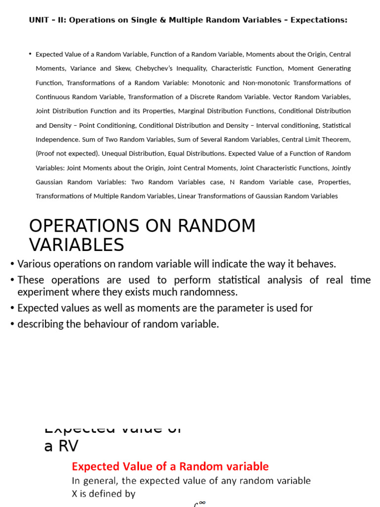 PTSP Unit 2 | PDF | Random Variable | Probability Distribution