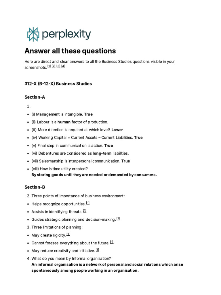 Business Studies Q&A Revision Guide | PDF | Business Economics | Economies