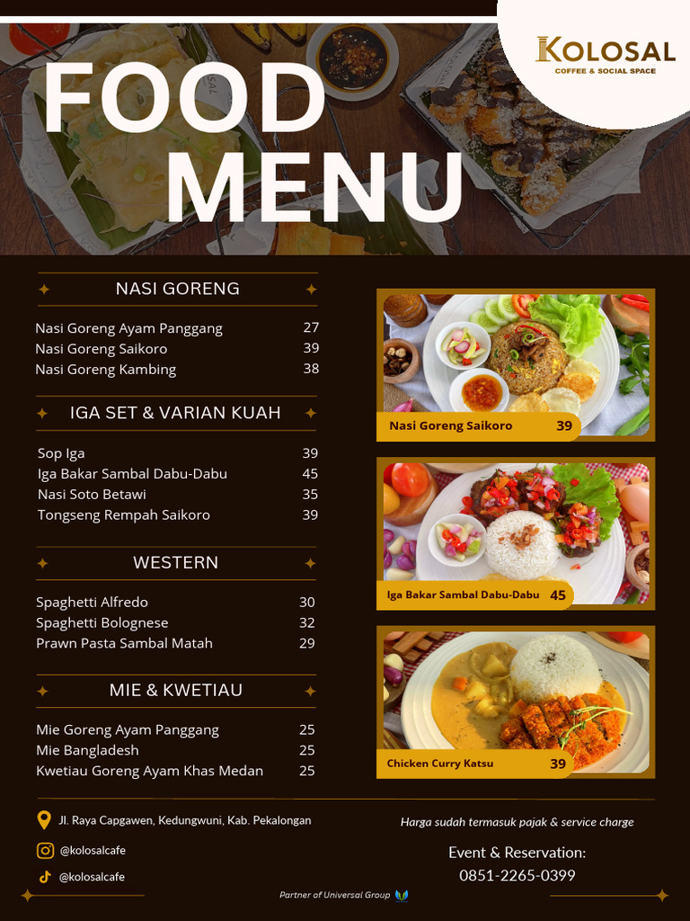 Kolosal Cafe Menu and Prices | PDF | Coffee | Cuisine
