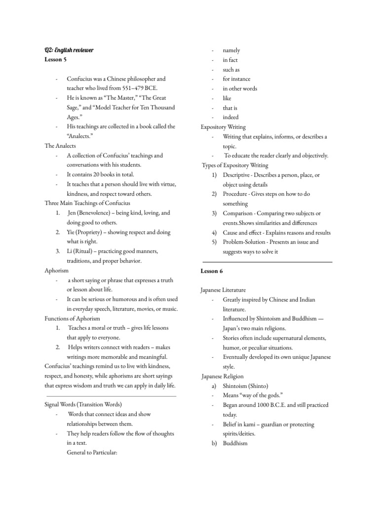 Q2 - English Reviewer | PDF | Shinto | Analects