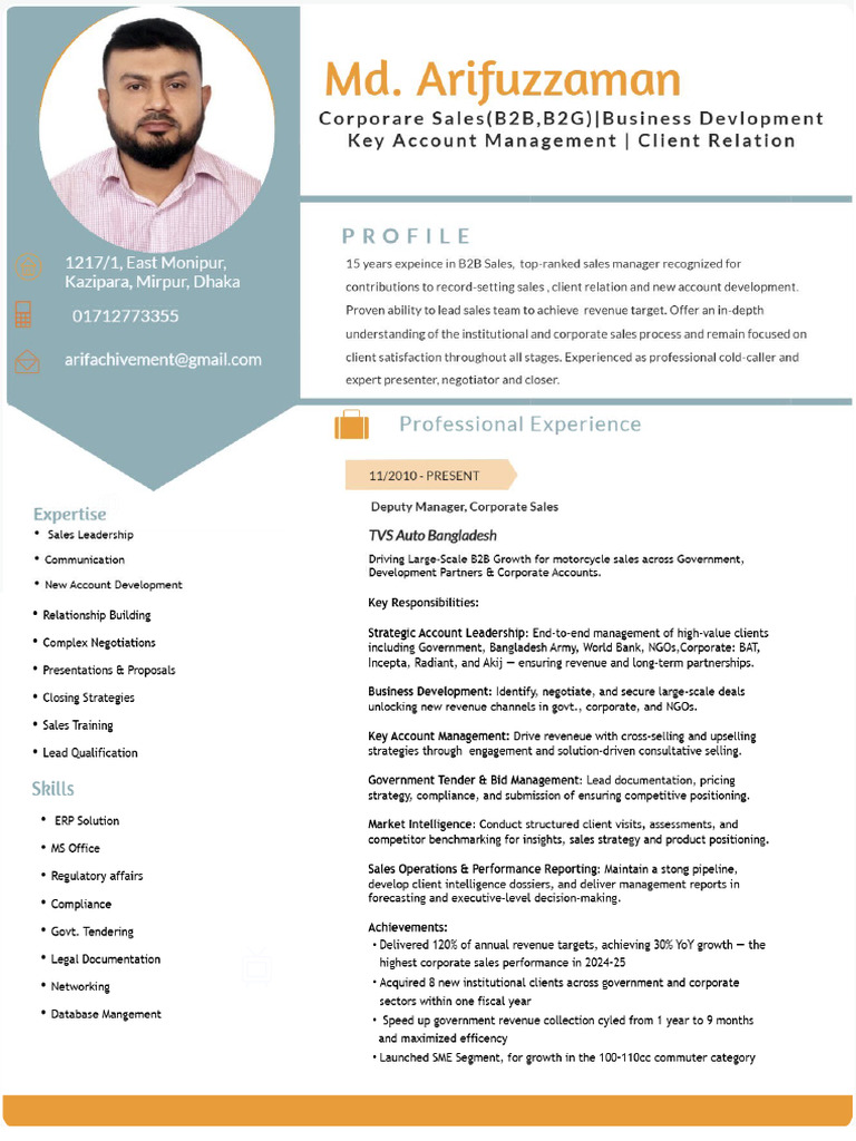 CV of Arif Bhai | PDF