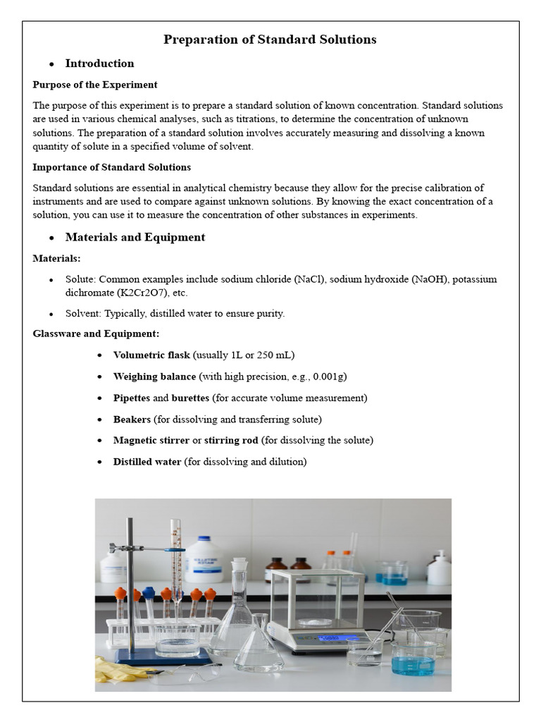 Preparing Standard Solutions in Chemistry | PDF | Chemistry ...