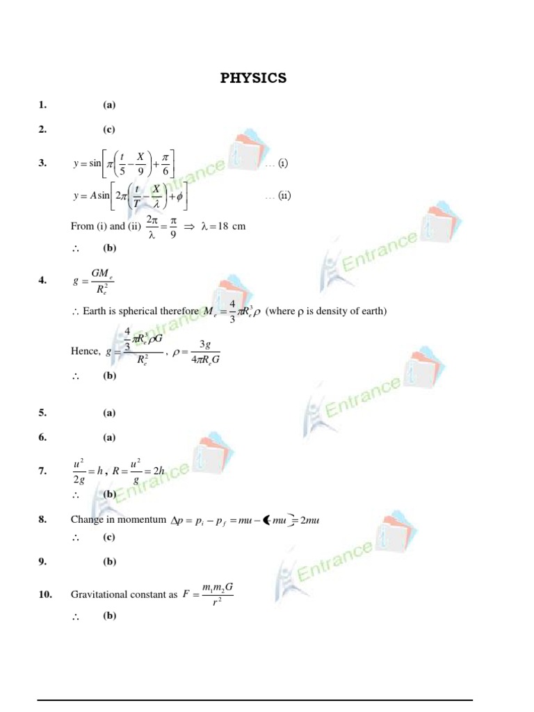 Physics Concepts and Calculations | PDF