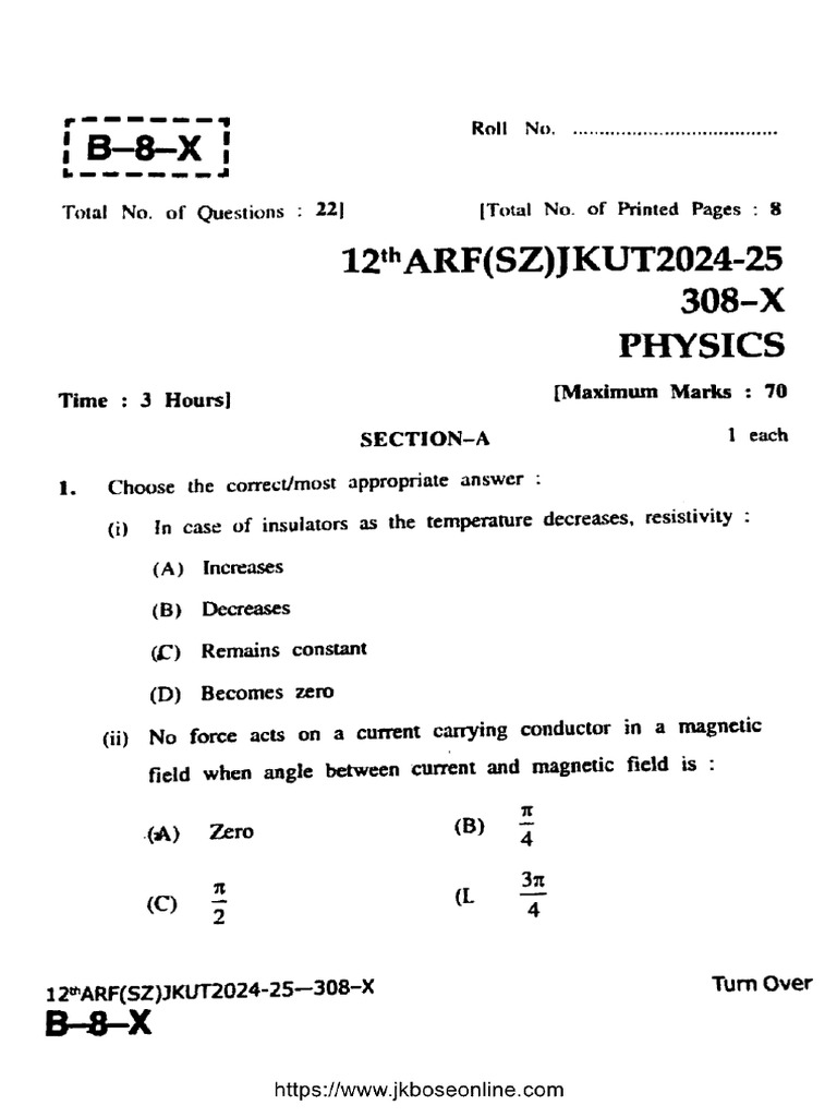 JK Bose Class 12 Physics 308 X 2025 | PDF