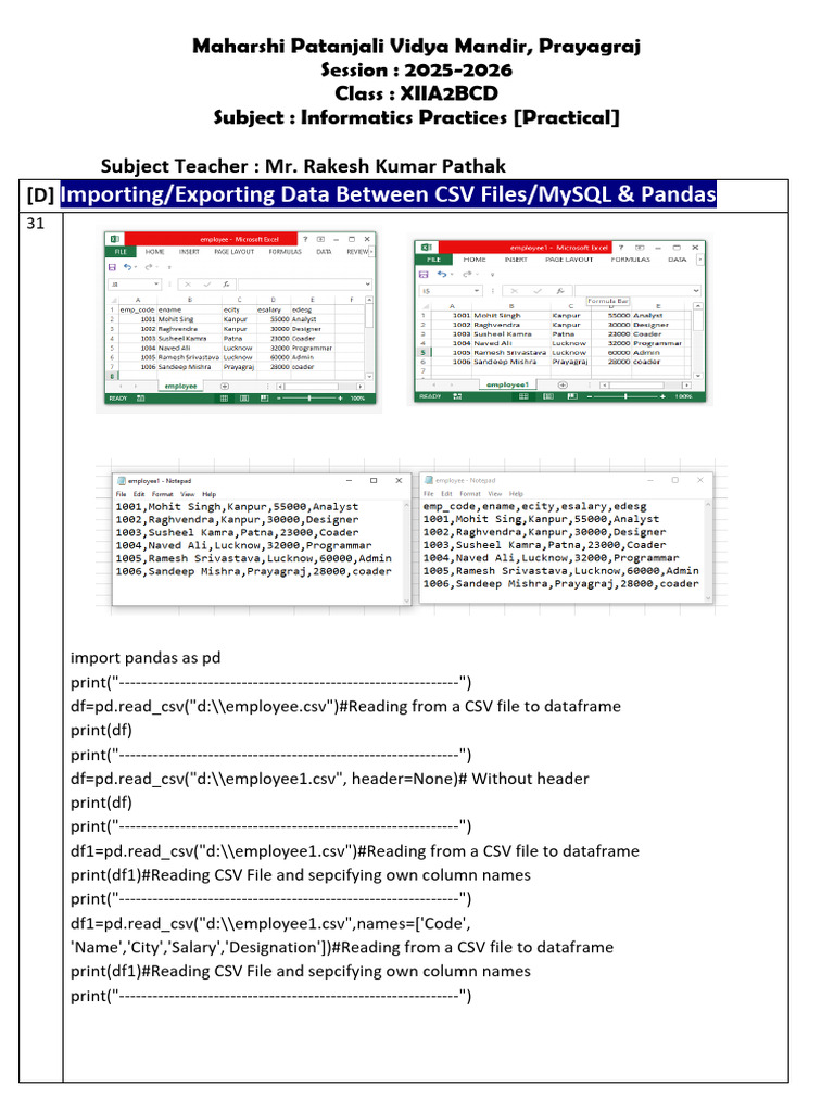 Data Import/Export with Pandas | PDF | Data Serialization Formats | Data