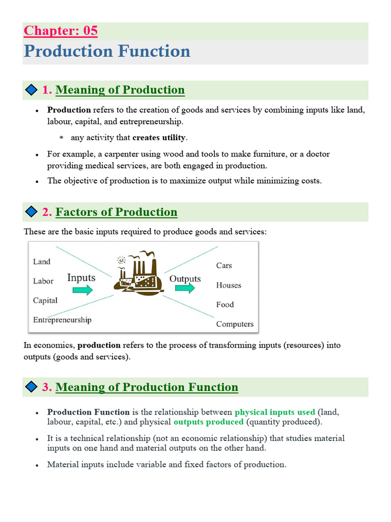 Understanding Production Functions in Economics | PDF | Production ...