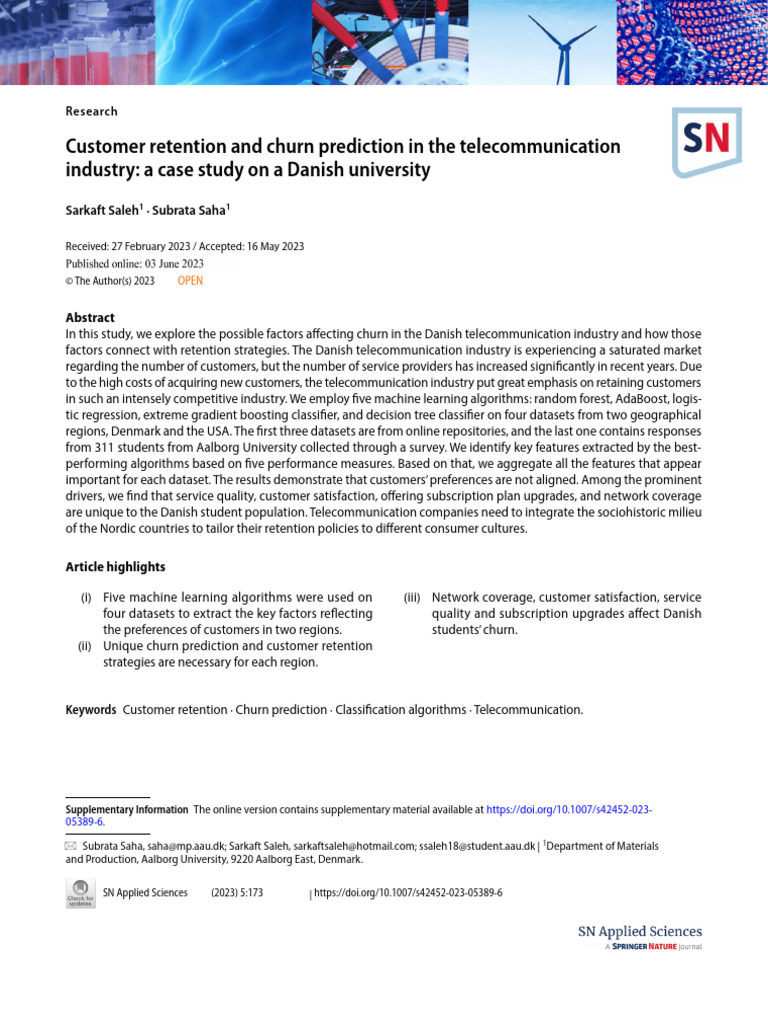Churn Prediction in Danish Telecom Industry | PDF | Receiver Operating ...