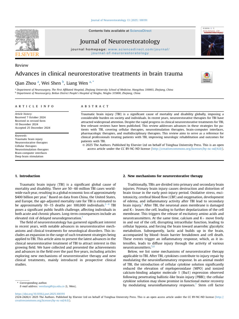 Advances in Clinical Neurorestorative Treatments 2025 Journal of ...