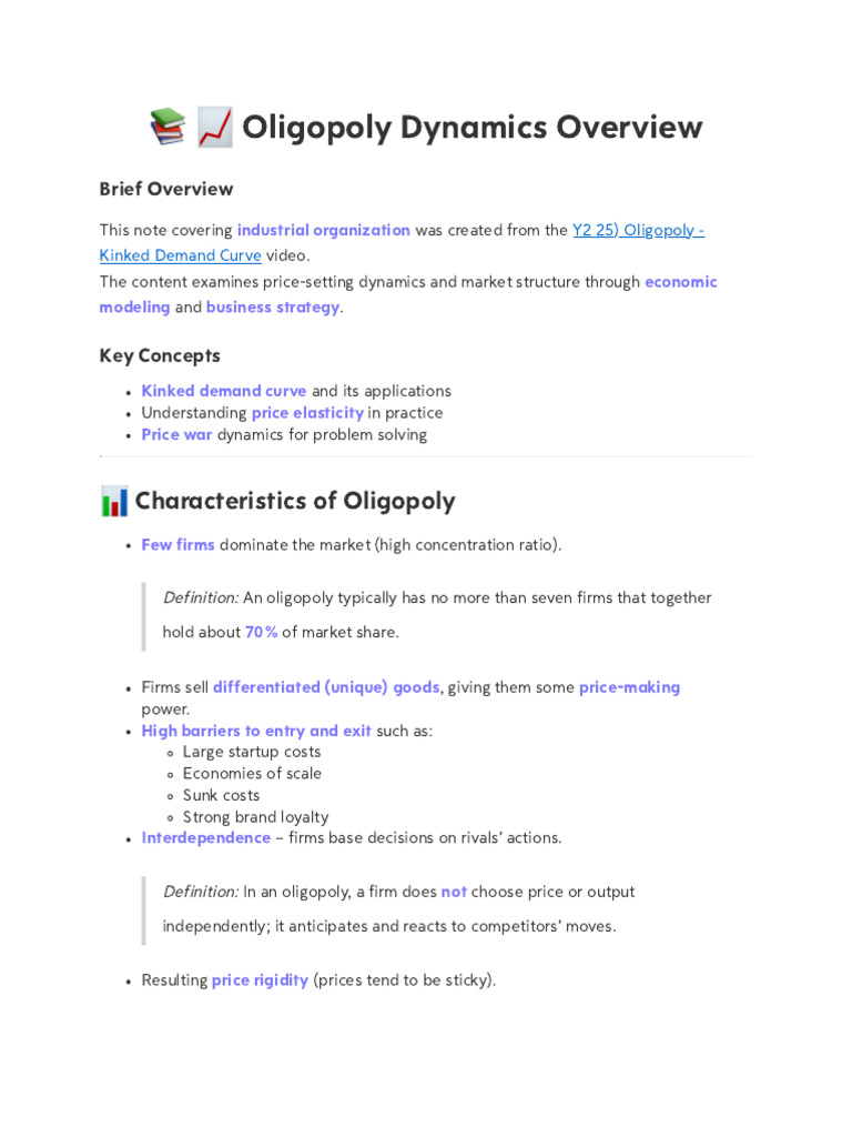 Y2 25) Oligopoly - Kinked Demand Curve | PDF | Oligopoly | Elasticity ...