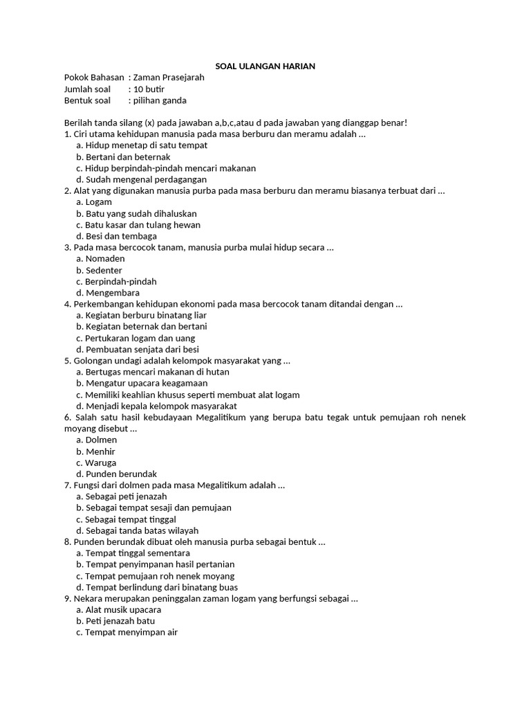 Soal Ulangan Harian | PDF