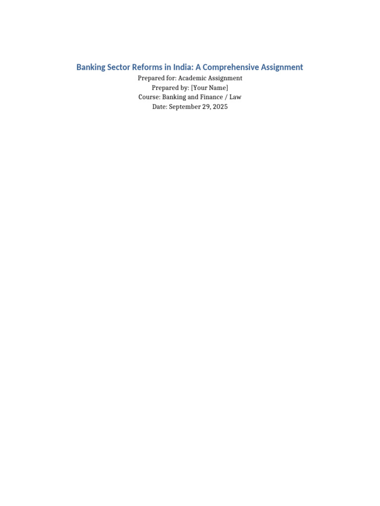 Banking Sector Reforms Expanded Assignment 30 Pages | PDF | Basel Ii ...