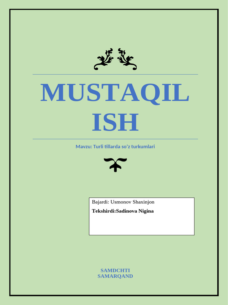 Tilshunoslik 7 Mavzu | PDF