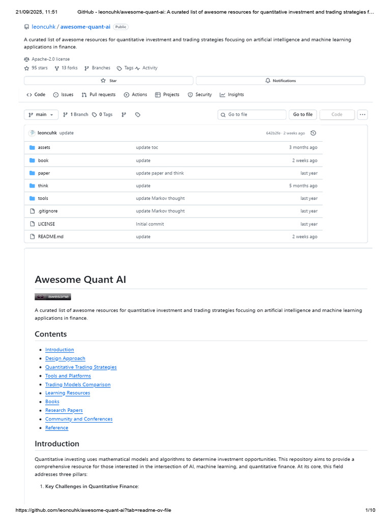 Awesome Quant Ai | PDF | Algorithmic Trading | Machine Learning