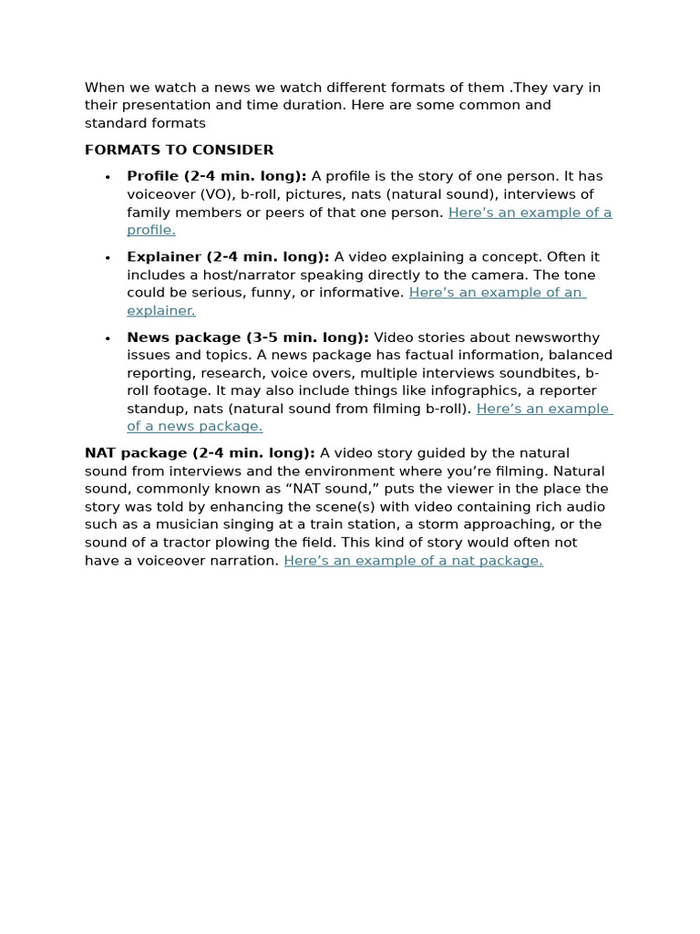 Common News Video Formats Explained | PDF