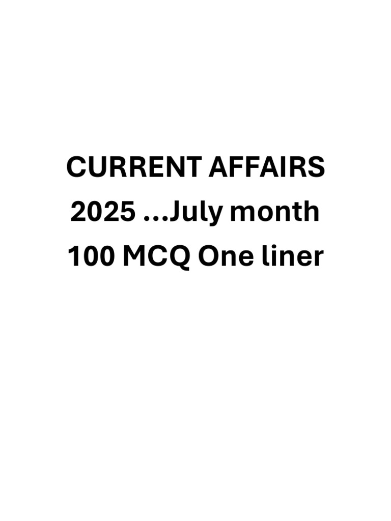 Current Affairs July 2025 | PDF