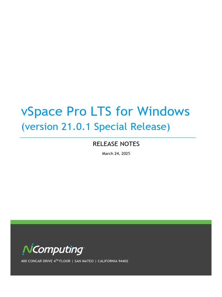 vSpace Pro LTS 21.0.1 Release Notes | PDF | Microsoft Windows | Usb