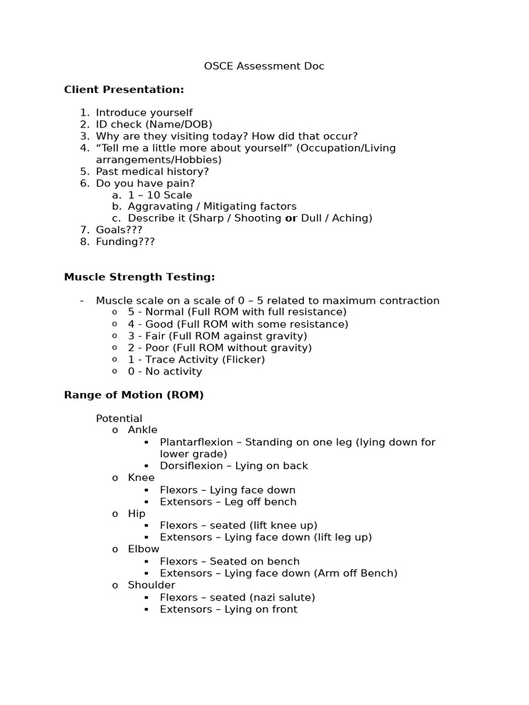 OSCE Assessment | PDF | Anatomical Terms Of Motion | Knee