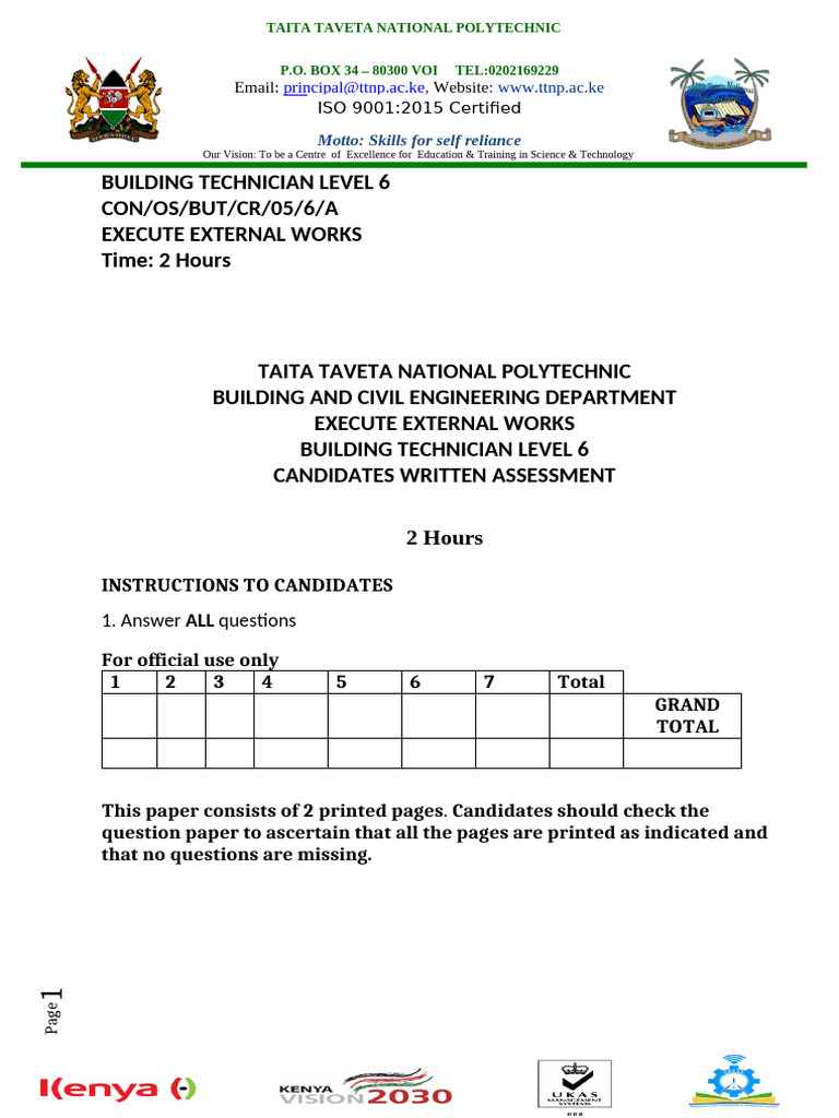 Building Technician Level 6 Assessment | PDF | Structural Engineering ...