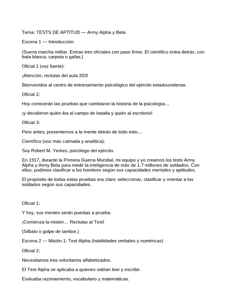 Tests de Aptitud: Army Alpha y Beta | PDF | Inteligencia | Sicología