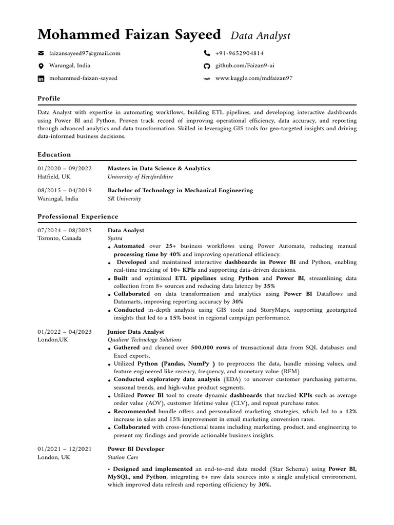 Data Analyst Resume: Skills & Experience | PDF | Analytics | Data Analysis