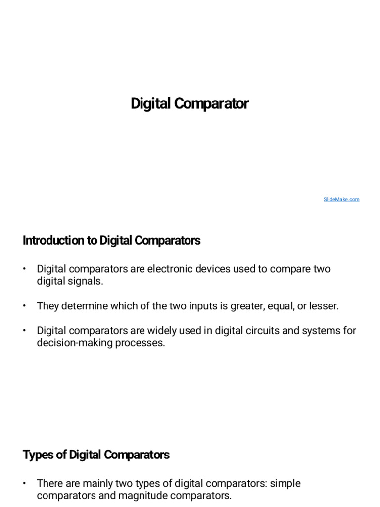 Digital Comparator | PDF | Logic Gate | Digital Electronics