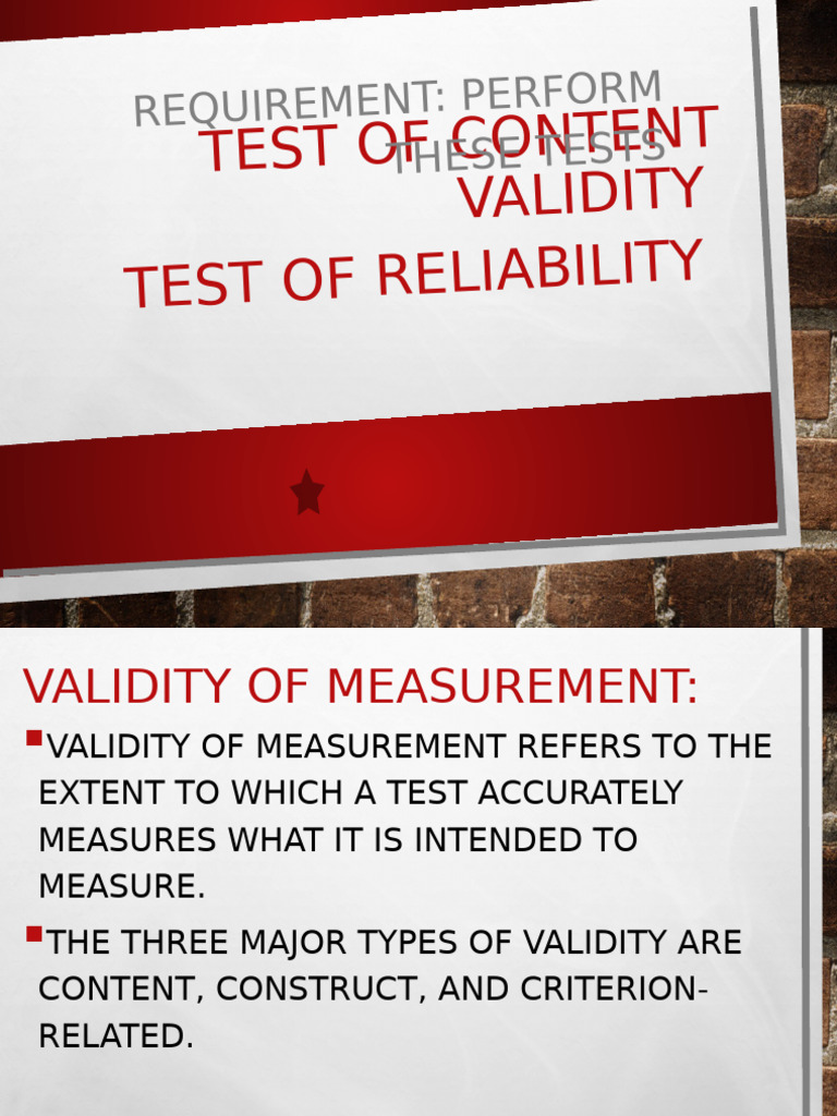 Content Validity and Reliability Tests | PDF