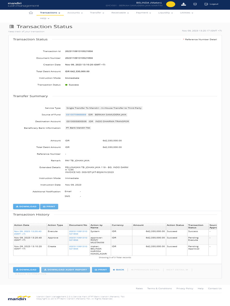 Transaction Status Report - Nov 2023 | PDF | Indonesian Rupiah | Business