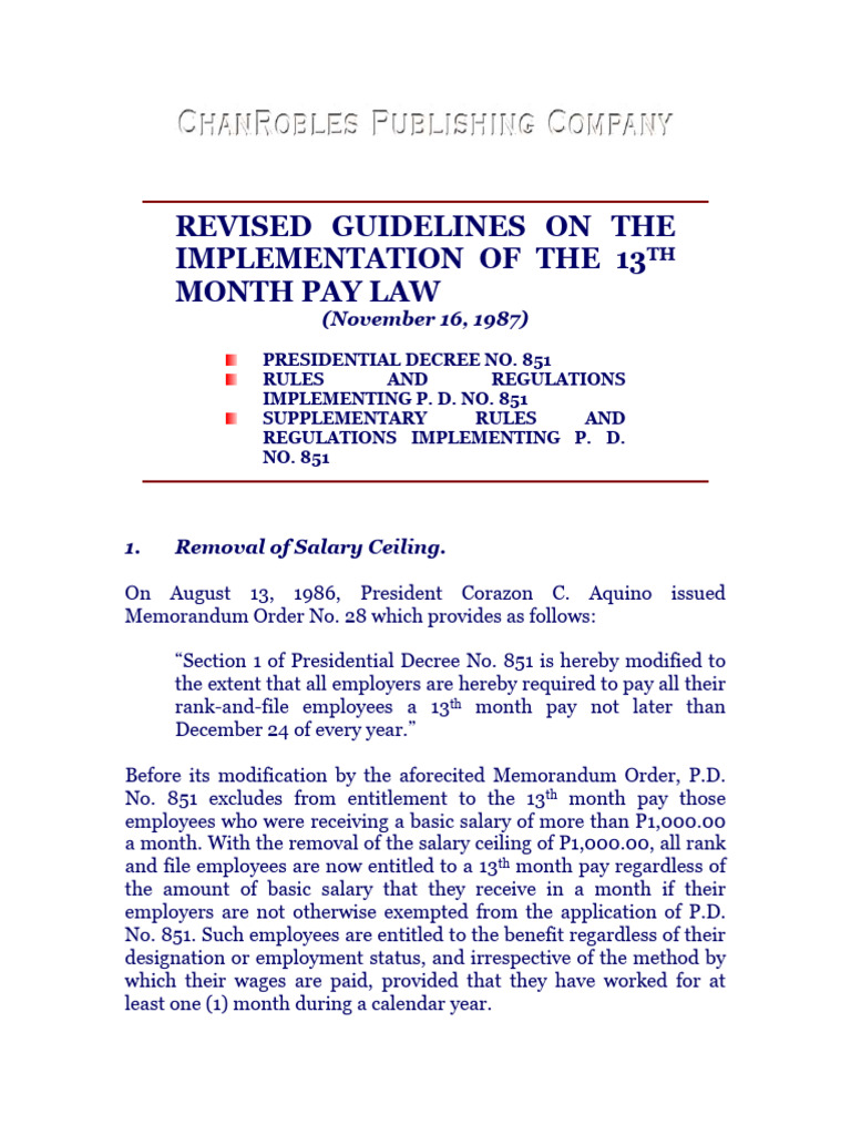 Law - Irr PD No. 851 Revised Guidelines On The Implementation of The ...