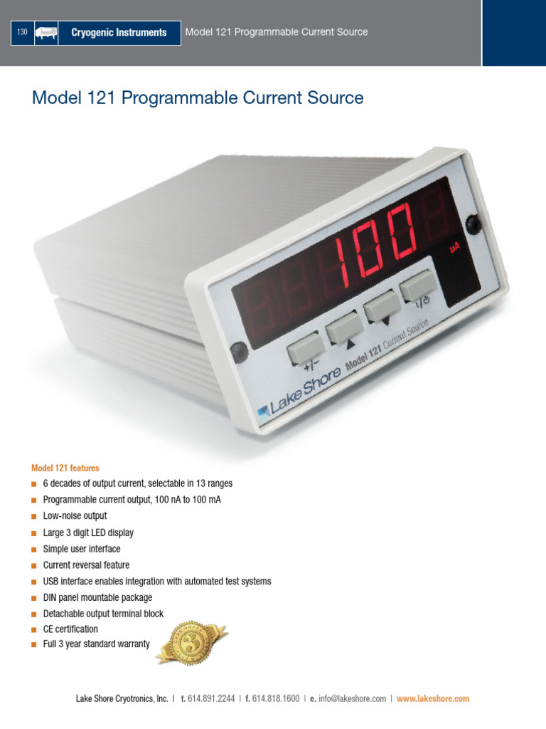 Model 121 Programmable Current Source | PDF | Power Supply | Sensor