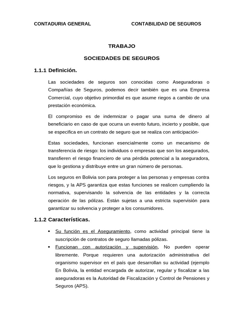 Contabilidad y Funciones de Aseguradoras | PDF | Seguro | Póliza de seguros