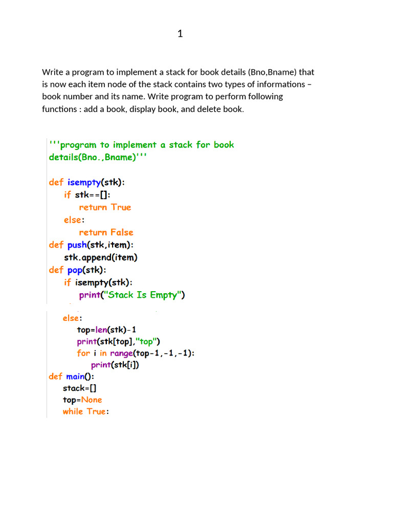 Stack and File Operations in Python | PDF