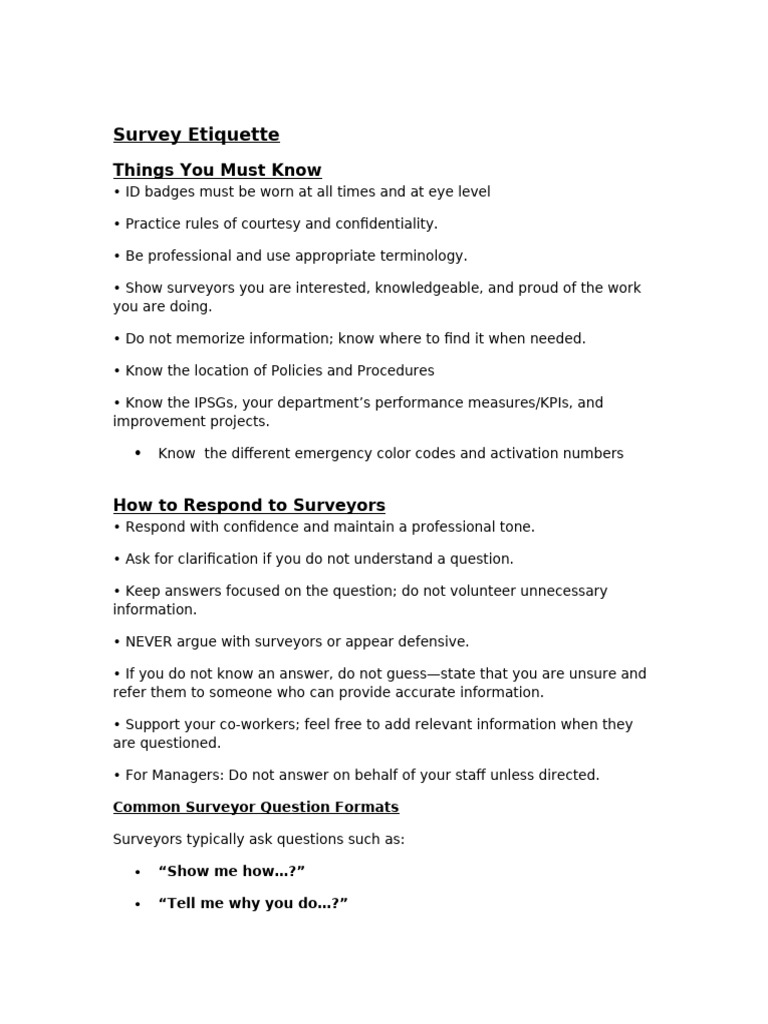 Essential Survey Etiquette Guidelines | PDF