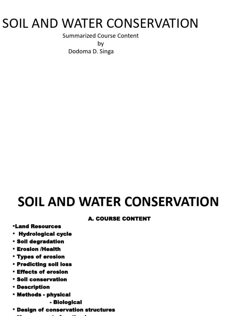 Soil and Water Conservation Course Guide | PDF | Erosion | Surface Runoff
