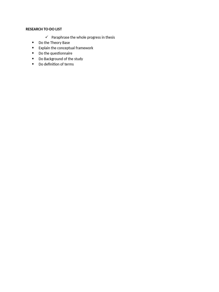 Thesis Research Tasks Checklist | PDF