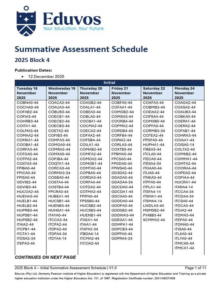 2025 Block 4 Assessment Schedule | PDF | Evaluation Methods ...