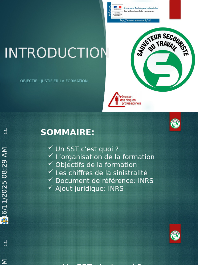 Formation SST : Objectifs et Organisation | PDF
