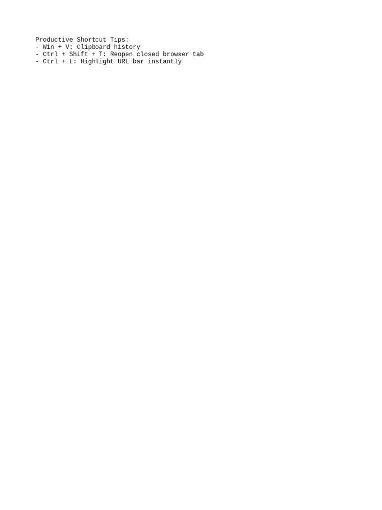 Shortcut Tips | PDF