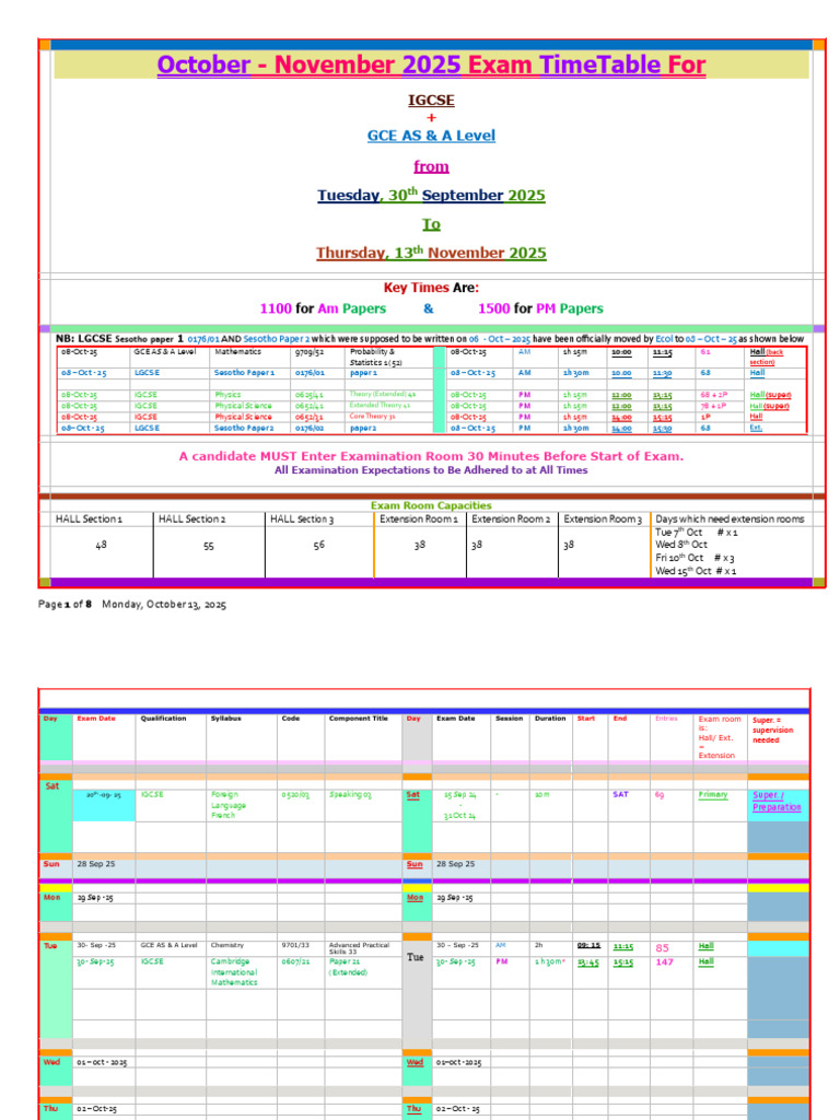 IGCSE & A Level Exam Timetable 2025 | PDF | Mathematics | Student ...