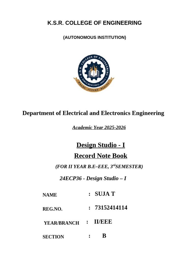 Design Studio I Record for EEE Students | PDF | Electronic Component ...