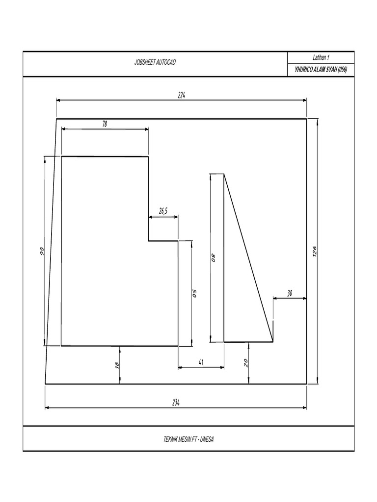 Jobsheet Autocad Latihan 1: Yhurico Alam Syah | PDF