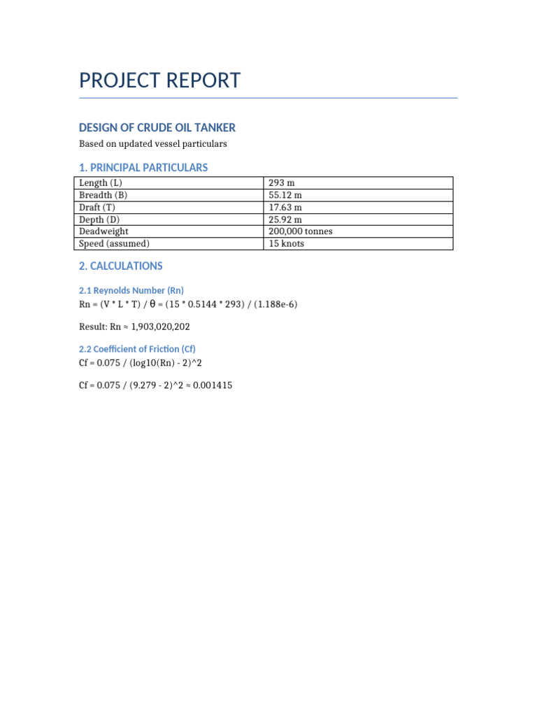 Crude Oil Tanker Design Report | PDF