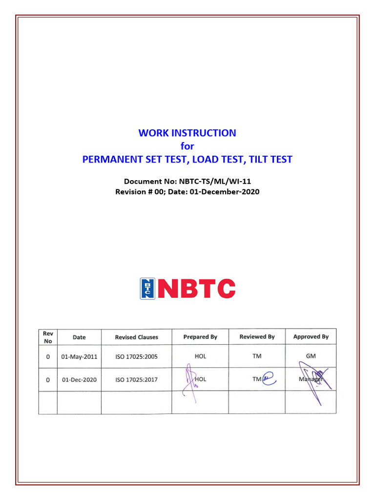 Permanent Set and Load Testing Guide | PDF | Calibration