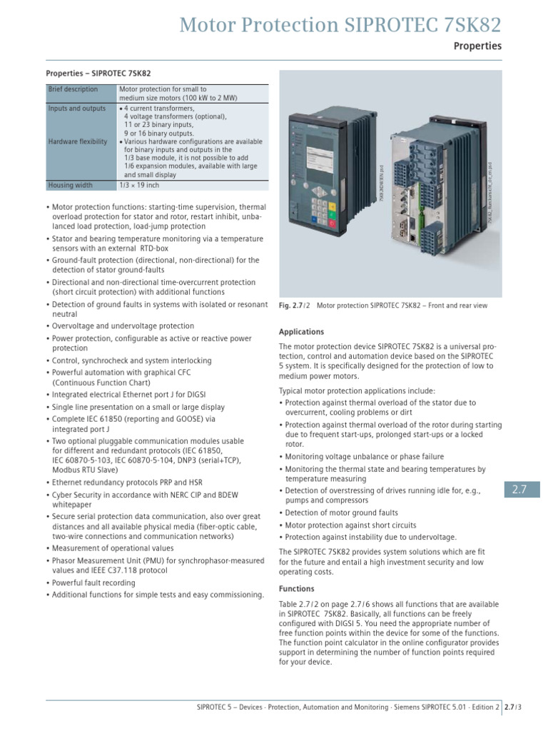 7SK82 Catalog | PDF | Electric Motor | Power Supply