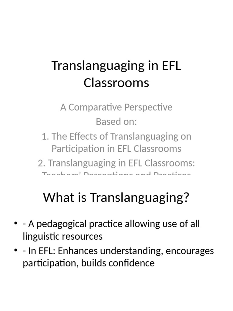 Translanguaging Impact in EFL Classrooms | PDF