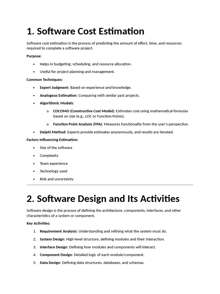 Software Cost Estimation and Design Guide | PDF | Software Testing ...