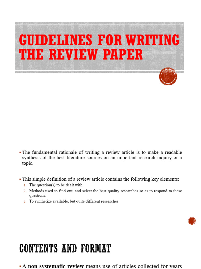 Unit 3.1 Guidelines For Writing The Review Paper | PDF | Meta Analysis ...