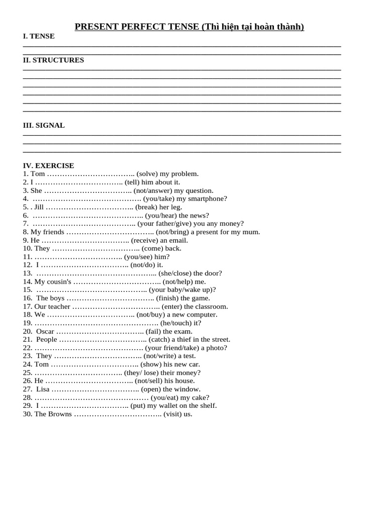 Present Perfect Tense | PDF