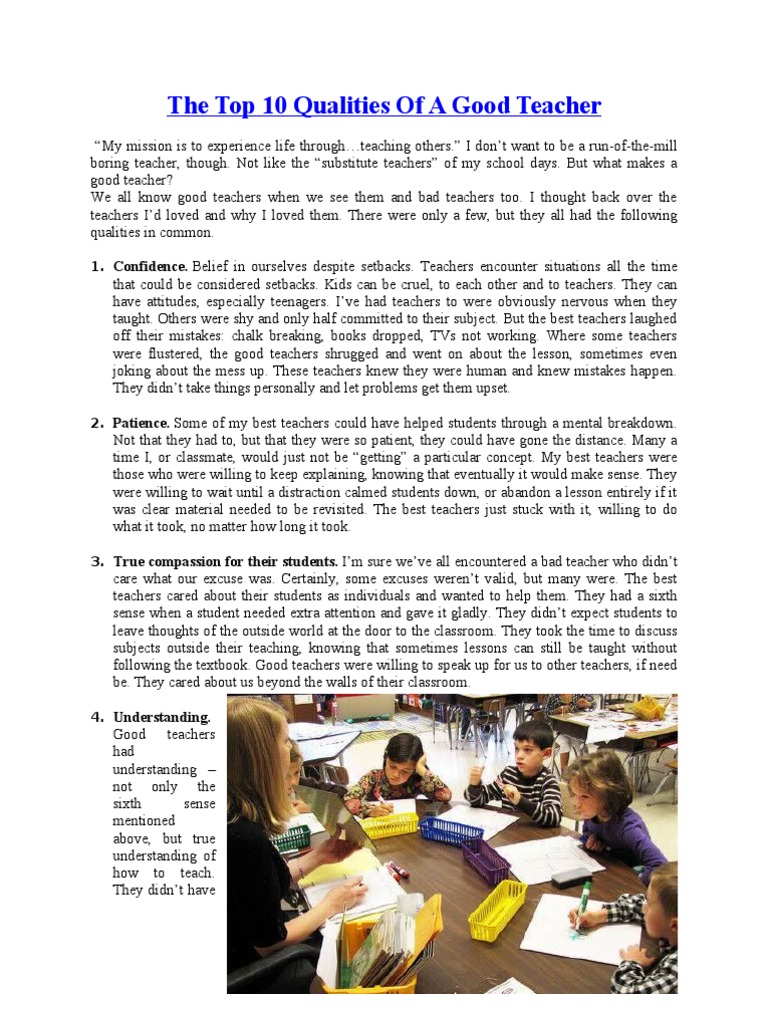 Qualities of A Good Teacher | PDF | Classroom | Homework