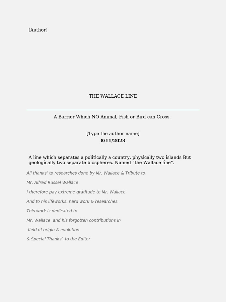 Understanding the Wallace Line | PDF | Alfred Russel Wallace | Biology