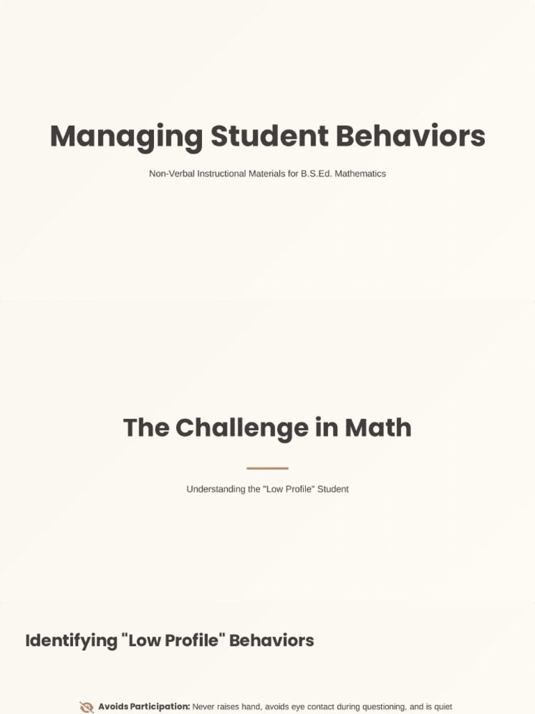 Managing Student Behaviors in Math | PDF